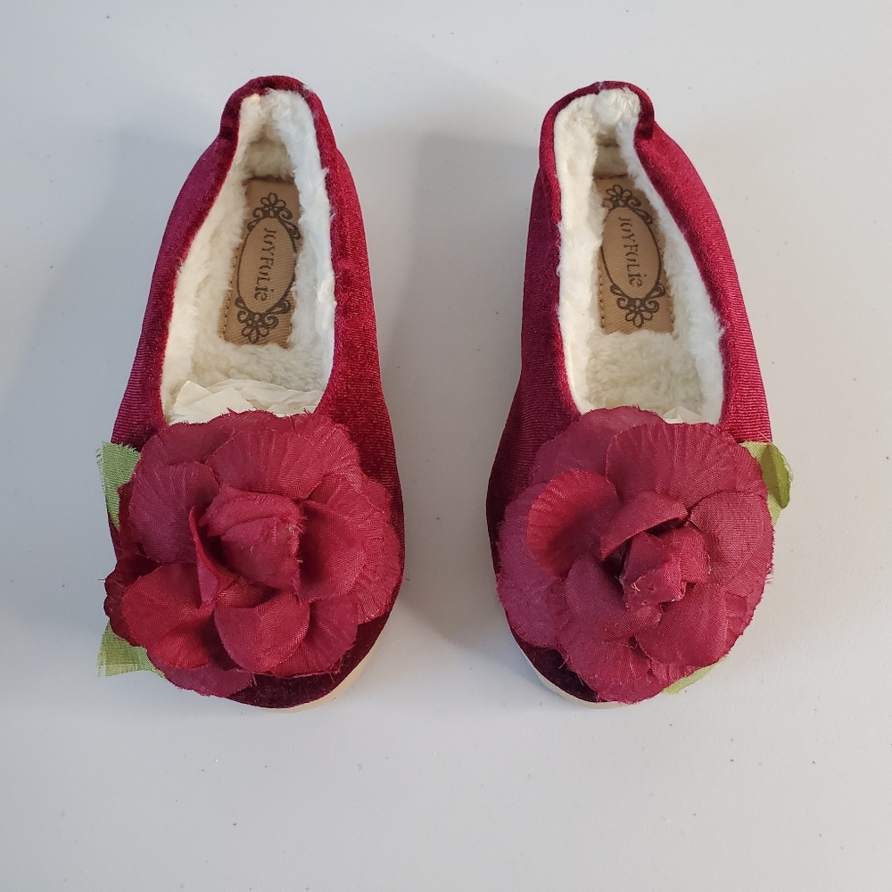Joyfolie Mia Joy Girls Slippers Size 9 Velvet Velour Red